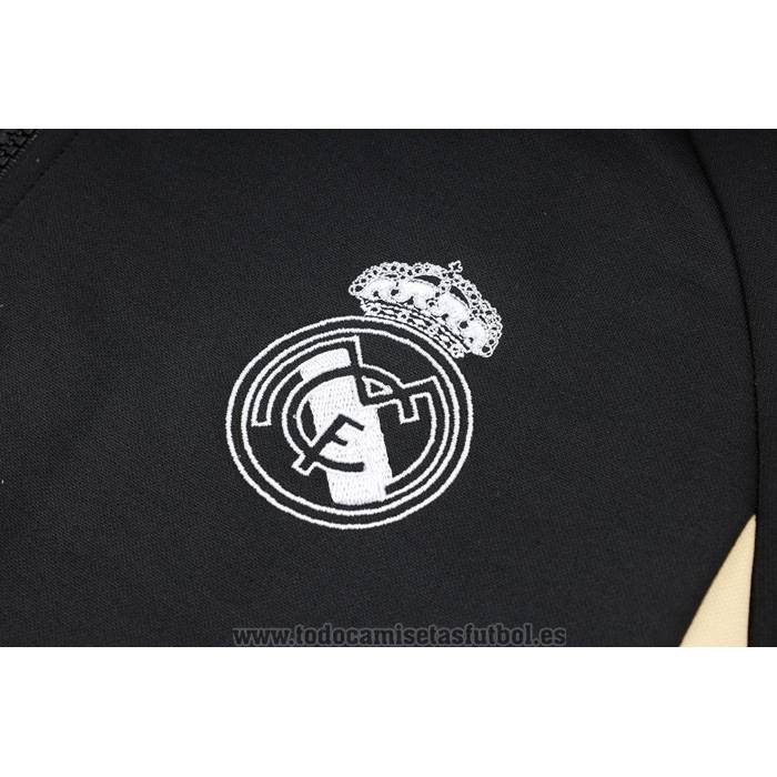 Chandal de Sudadera del Real Madrid Nino 2023-2024 Negro y Blanco